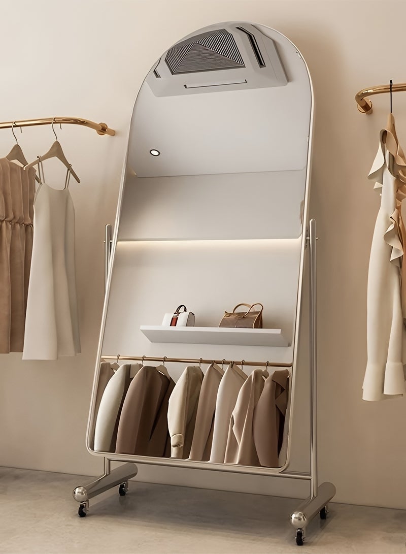 Taimi Large mirror with elegant design 166x60cm - Full length mirror with wheels in a silver steel frame - Its wonderful design is suitable for living rooms, dressing rooms and bedrooms - Image 5