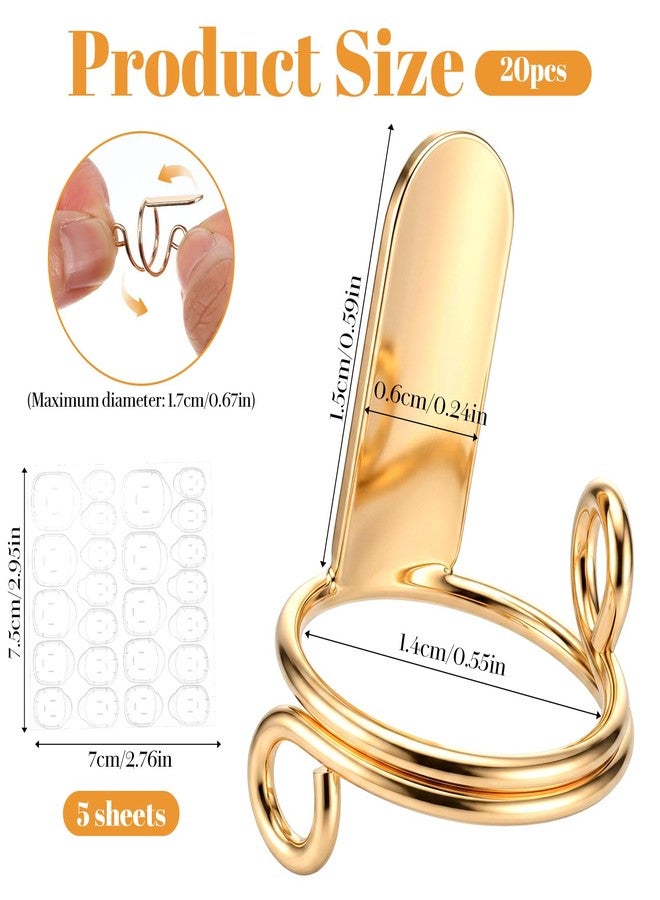 HaiFafafaing 20 Pcs Wudu Nail Rings Set With 120 Adhesive Tabs(Gold) - Image 2