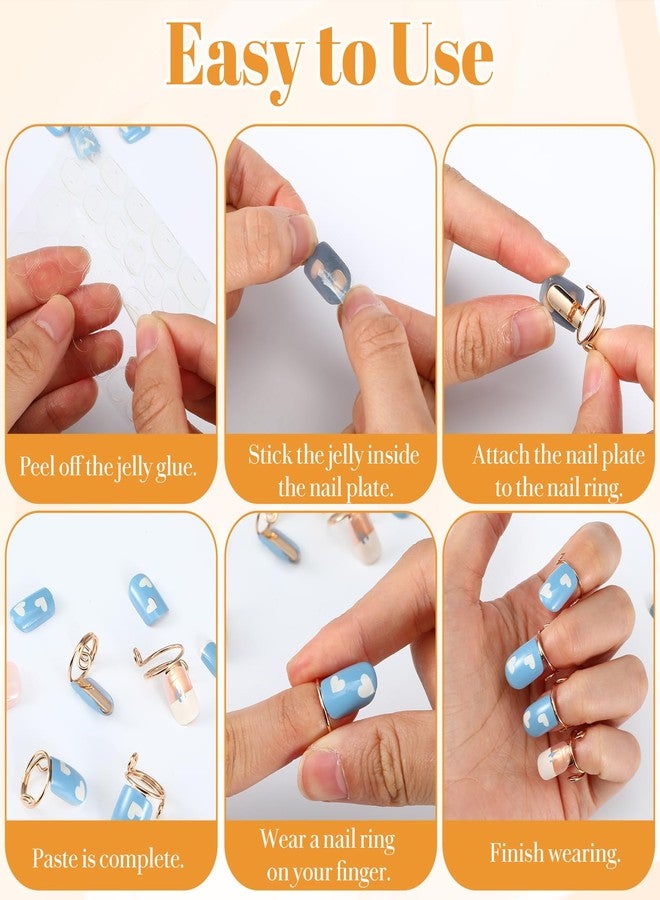 HaiFafafaing 20 Pcs Wudu Nail Rings Set With 120 Adhesive Tabs(Gold) - Image 3
