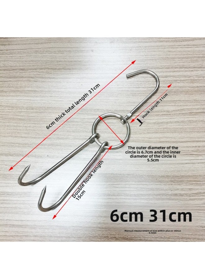 Factory Direct Kitchen Commercial Hook And Loop Roast Hook Rack Roast Chicken Roast Meat Hook Roast Duck Roast Duck Roast Goose Stainless Steel Fork-Color:6cm 31cm For Hanging Sheep Dogs, 10 Large Circles  - Image 1