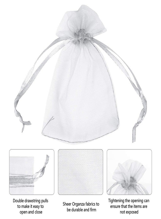 Boshen 100/200PCS Organza Gift Candy Sheer Bags Mesh Jewelry Pouches Drawstring Bulk for Wedding Party Favors Christmas 3"x4" 4" X 6" 5"x7" (3" X 4"(100PCS, White - Image 3