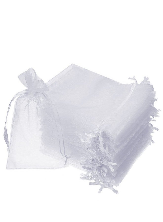 Boshen 100/200PCS Organza Gift Candy Sheer Bags Mesh Jewelry Pouches Drawstring Bulk for Wedding Party Favors Christmas 3"x4" 4" X 6" 5"x7" (3" X 4"(100PCS, White - Image 1