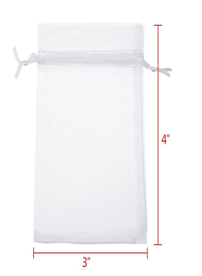 Boshen 100/200PCS Organza Gift Candy Sheer Bags Mesh Jewelry Pouches Drawstring Bulk for Wedding Party Favors Christmas 3"x4" 4" X 6" 5"x7" (3" X 4"(100PCS, White - Image 2