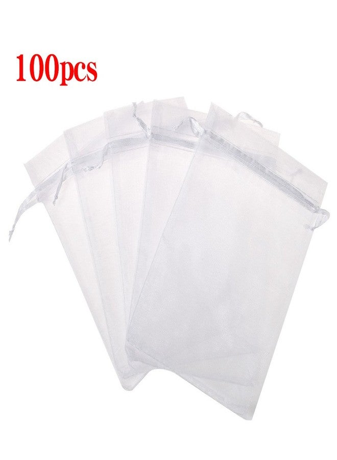 Boshen 100/200PCS Organza Gift Candy Sheer Bags Mesh Jewelry Pouches Drawstring Bulk for Wedding Party Favors Christmas 3"x4" 4" X 6" 5"x7" (3" X 4"(100PCS, White - Image 5