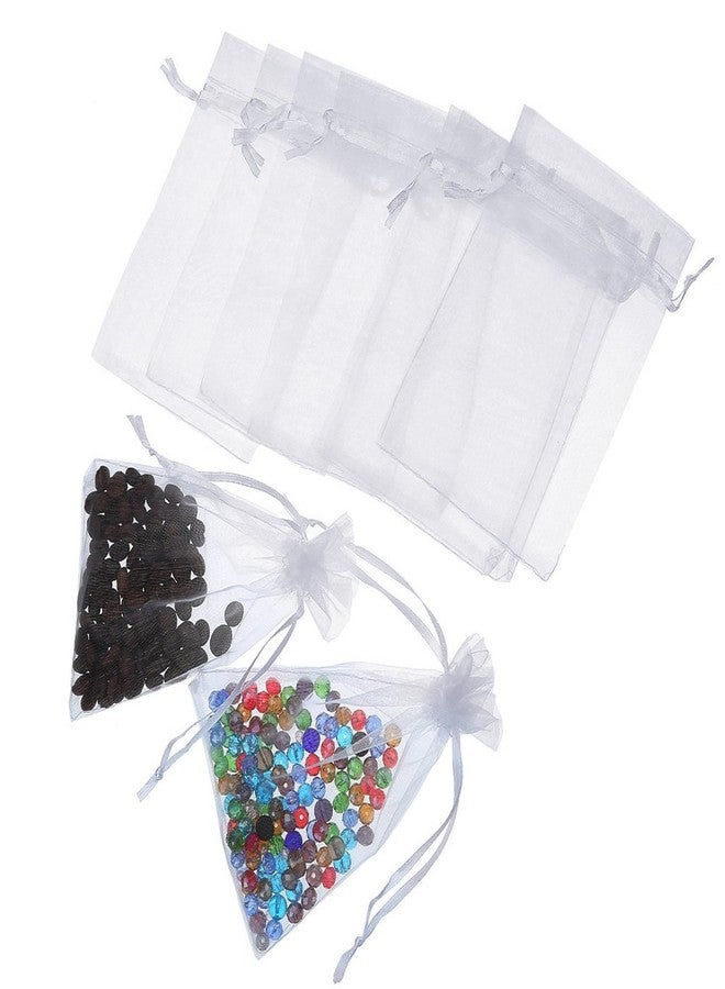 Boshen 100/200PCS Organza Gift Candy Sheer Bags Mesh Jewelry Pouches Drawstring Bulk for Wedding Party Favors Christmas 3"x4" 4" X 6" 5"x7" (3" X 4"(100PCS, White - Image 4