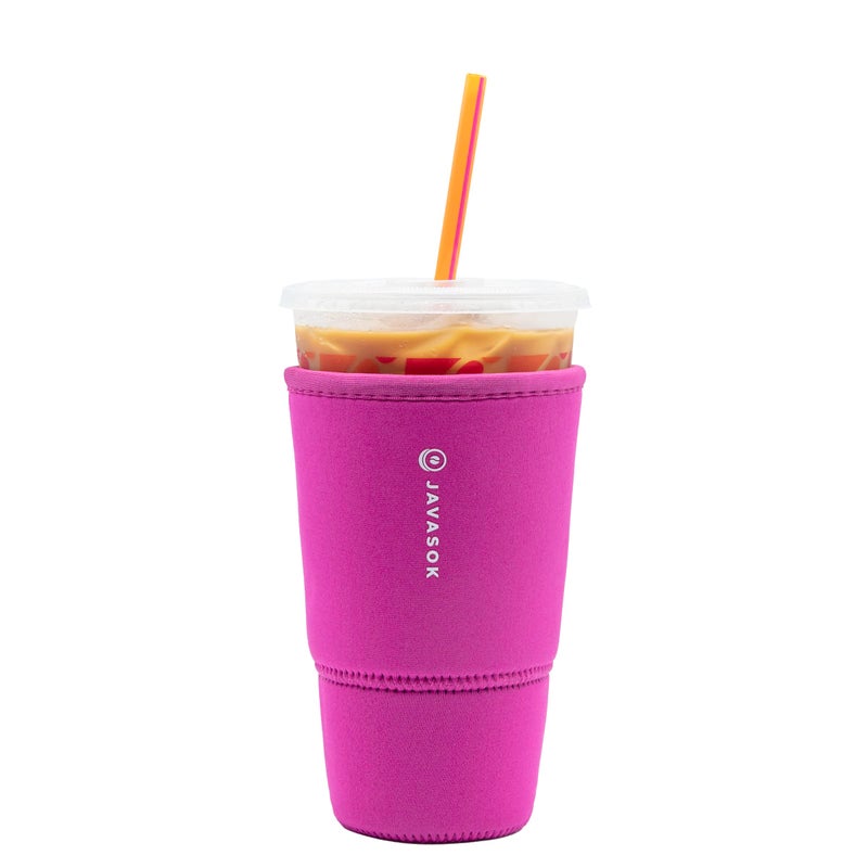 Sok It Sok It JavaSok Iced Coffee  Cold Soda Insulated Neoprene Cup Sleeve Bright Pink Large 3032oz 