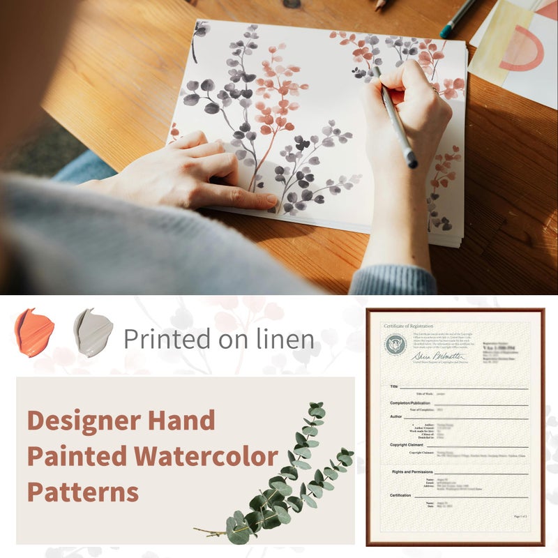 BGment Linen Patterned Curtains 95 Inch Length 2 Panels  Long Curtains for Living Room  Light Filtering Privacy Protection Window Drapes Print Floral Leaf  Each 52 Inch Wide  Terracotta - Image 4