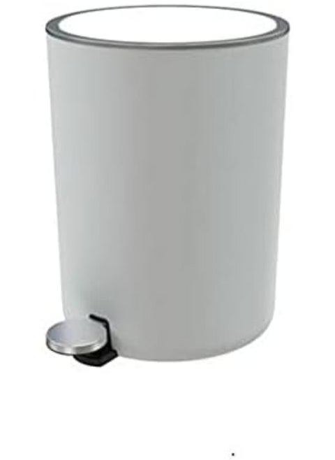 Acrylic Basket Trash Can With Lid Soft Close Foot Pedal Round Bathroom Garbage Can With Plastic Removable Inner Wastebasket Dustbin With Soft Close 5 Liter -Grey