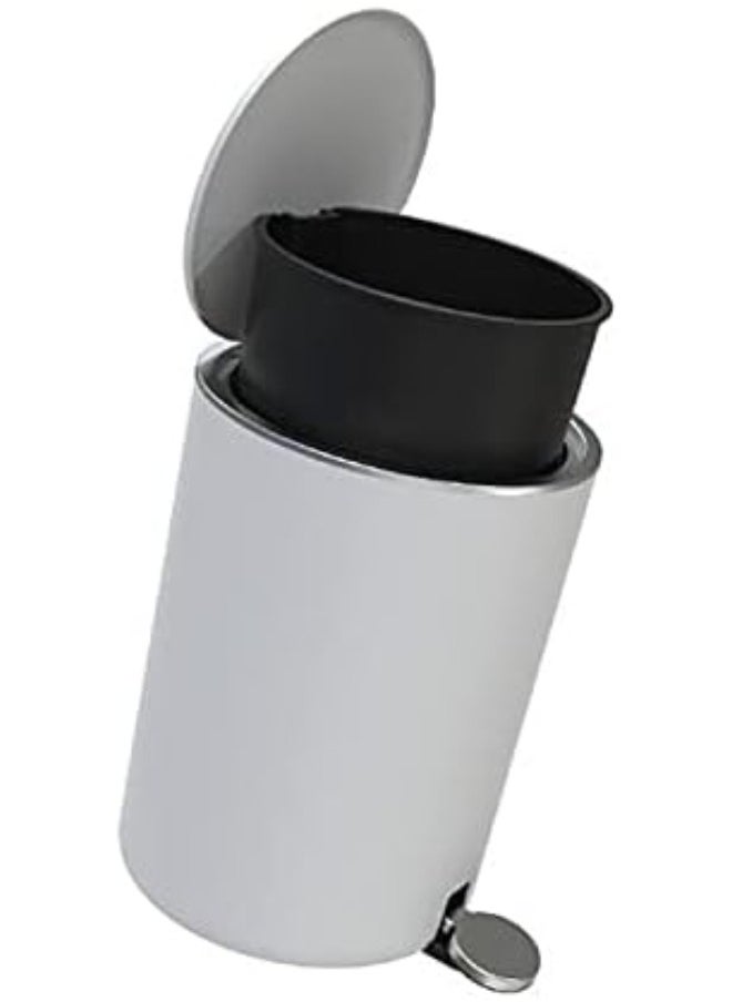 Primanova - Acrylic Basket Trash Can With Lid Soft Close Foot Pedal Round Bathroom Garbage Can With Plastic Removable Inner Wastebasket Dustbin With Soft Close 5 Liter -Grey - Image 1
