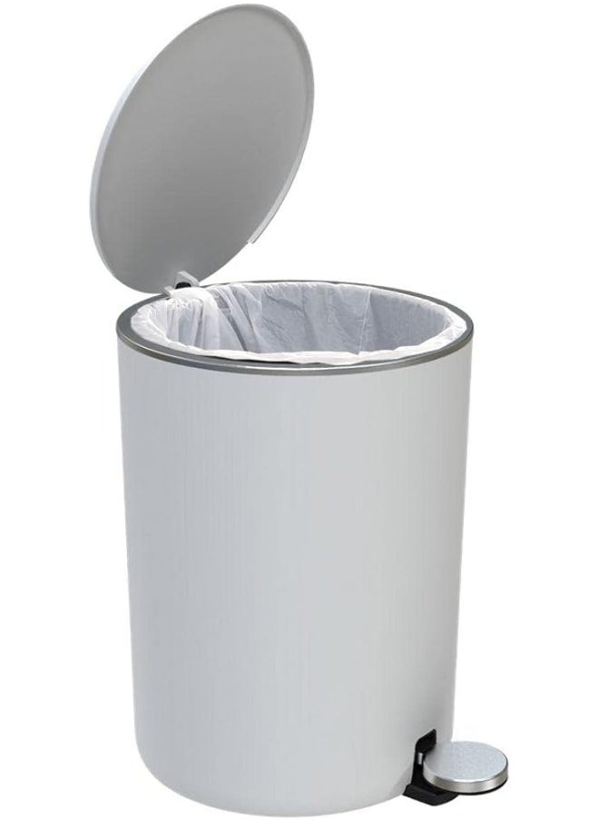 Primanova - Acrylic Basket Trash Can With Lid Soft Close Foot Pedal Round Bathroom Garbage Can With Plastic Removable Inner Wastebasket Dustbin With Soft Close 5 Liter -Grey - Image 1