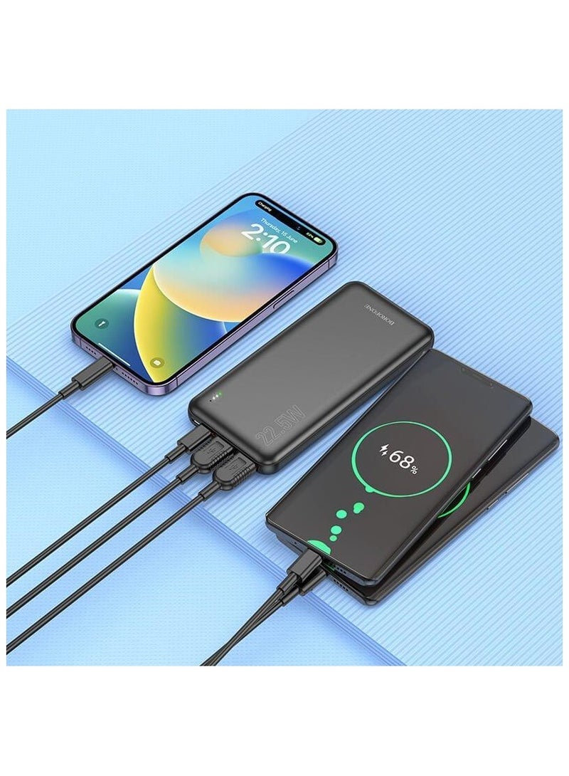 BOROFONE BJ38 10000mAh PD 20W Fast Charging 4 Ports 2 USB + 1 Type +1 Micro USB Portable Power Bank (Black) - Image 2
