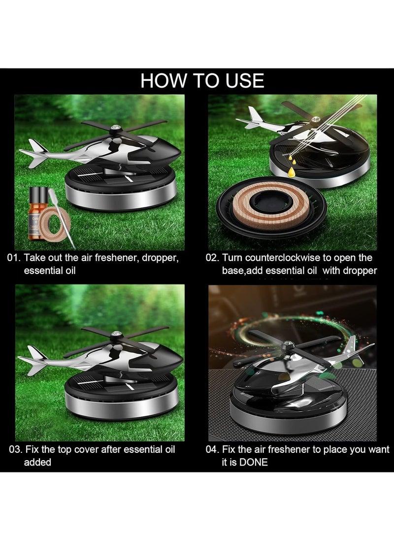 DubaiGallery Helicopter Shape Solar Aroma Diffuser Car Decoration Ornaments Aluminum Alloy Solar Rotating Aircraft Car Accessories  - Image 4