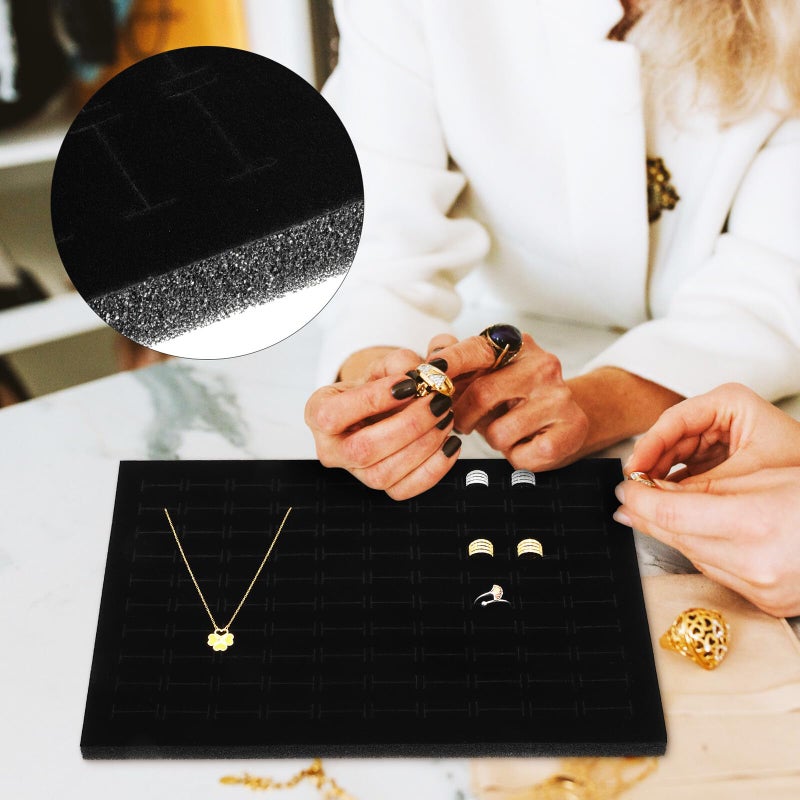 6 Pcs Black Jewelry Box Insert Pads with Ring and Earring Slots Cuttable Sponge for Storage Display - Image 3
