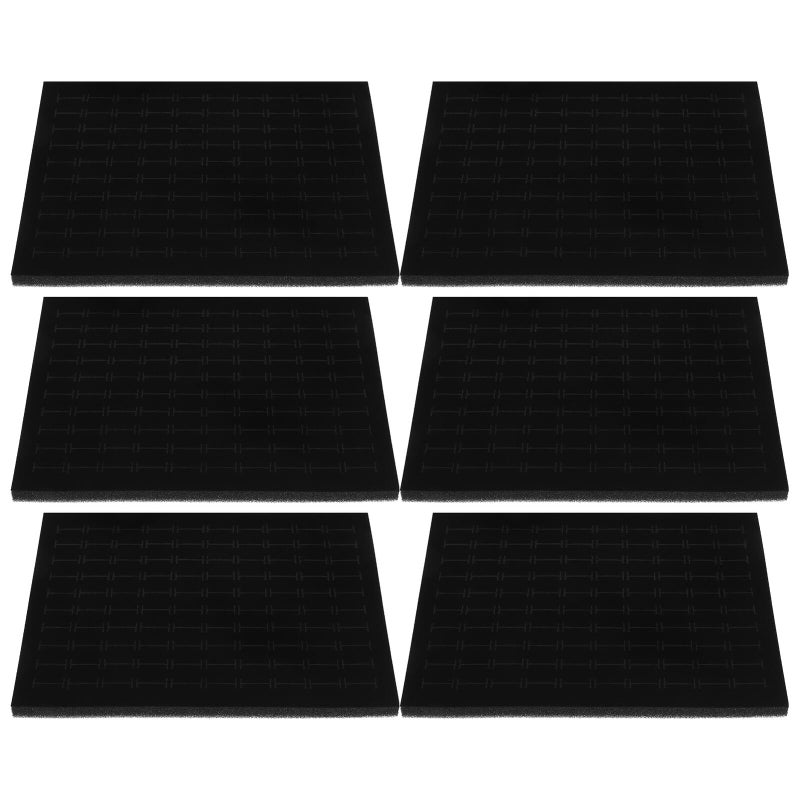 6 Pcs Black Jewelry Box Insert Pads with Ring and Earring Slots Cuttable Sponge for Storage Display - Image 2