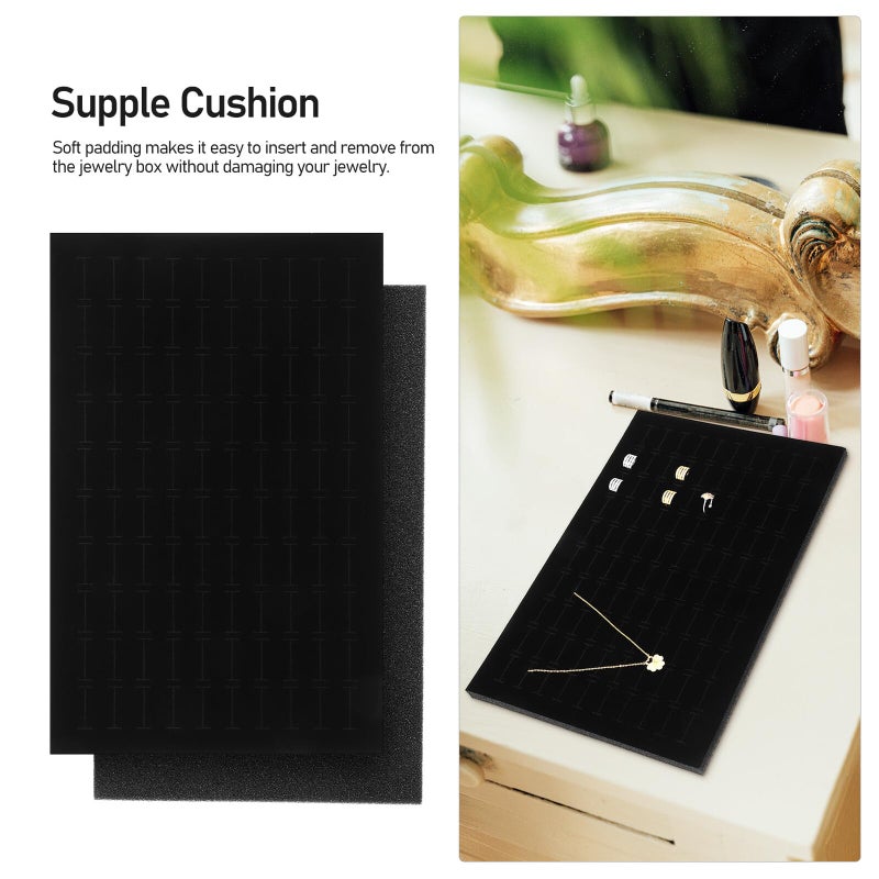 6 Pcs Black Jewelry Box Insert Pads with Ring and Earring Slots Cuttable Sponge for Storage Display - Image 5