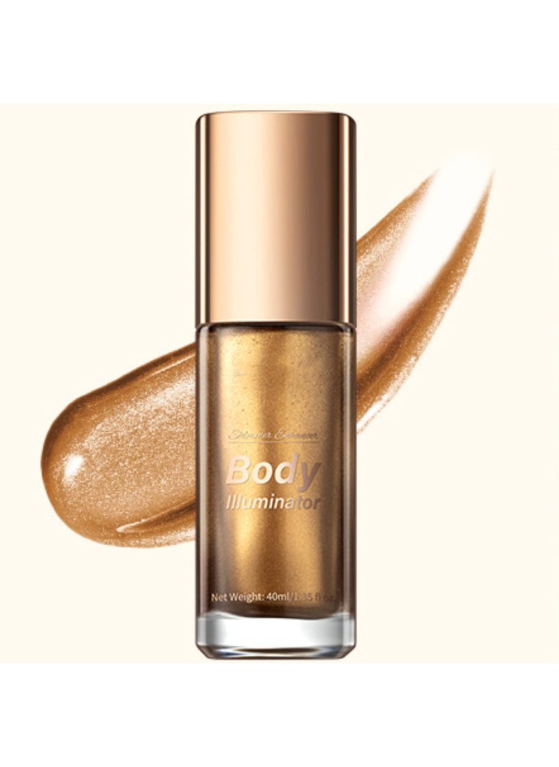 Melemando Moisturizing Body Luminizers 5 Colors Smooth and Shimmer Body Oil Long Lasting Liquid Body Highlighter for Face  Body  Leg 40ml 04 Glistening Bronze 