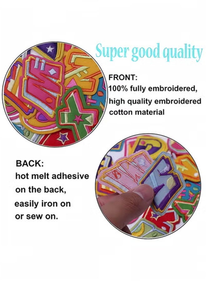 Peachjoy 72PCS Iron-On Letters and Numbers Patches - Colorful Embroidered A-Z 0-9 Applique for Clothes, Hats, Jeans (DIY Accessories Kit)  - Image 5