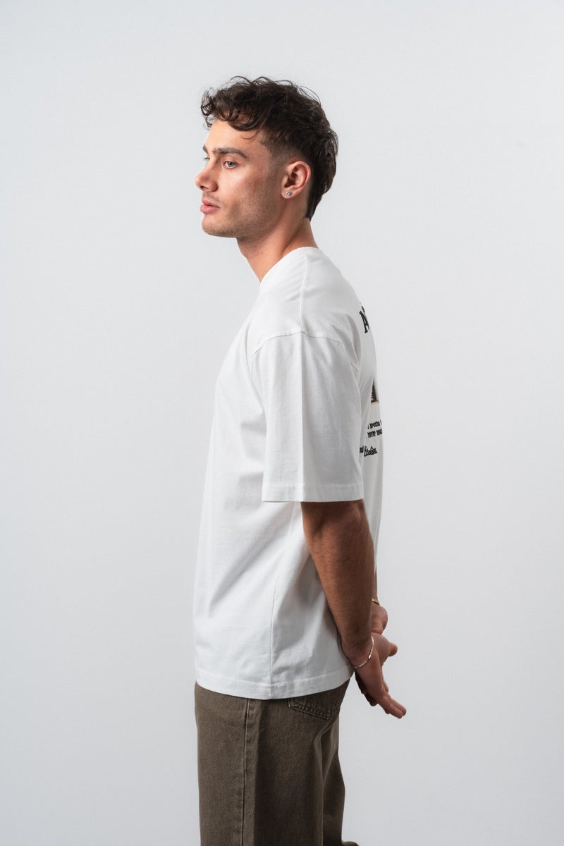 RESPIRE Men's Spark Embroidered Oversize T-Shirt, Ecru - Image 5