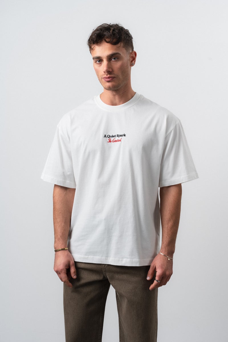 RESPIRE Men's Spark Embroidered Oversize T-Shirt, Ecru - Image 2