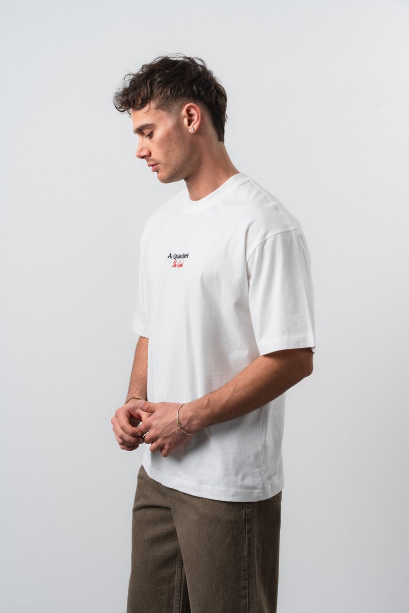 RESPIRE Men's Spark Embroidered Oversize T-Shirt, Ecru - Image 4
