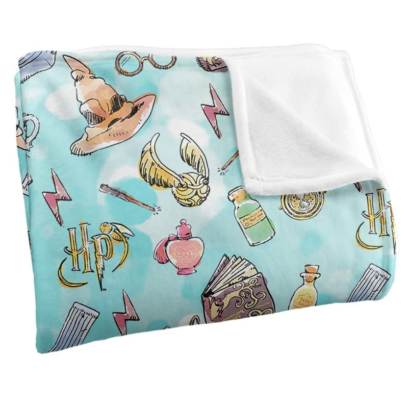 LOGOVISION Harry Potter Water Color Pattern Officially Licensed Silky Touch Super Soft Throw Blanket 50"" x 60"" - Image 3