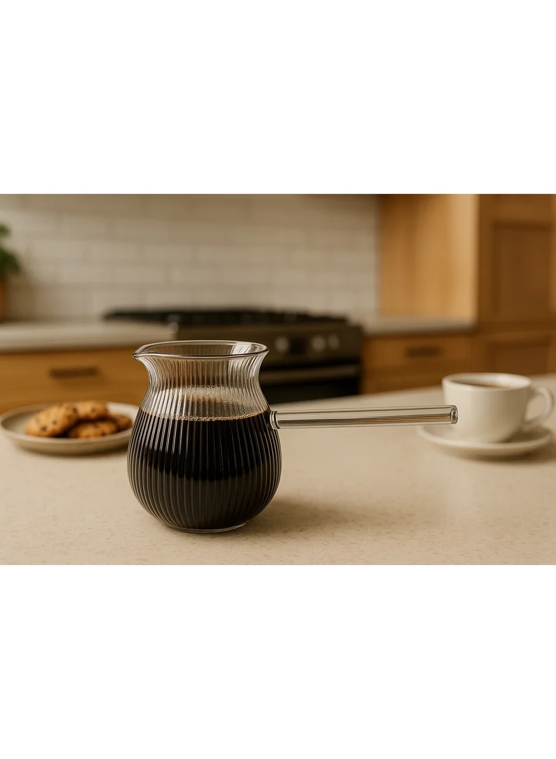Fissman Glass Turkish Coffee Pot 650mL,  High-Heat Resistant Glass Teapot,  Milk Warmer,  Sauce Maker,  Ibrik Cezve Briki,  Perfect Pouring Spout Stovetop Coffee, Turkish Coffee, Tea/Milk Warmer Pot