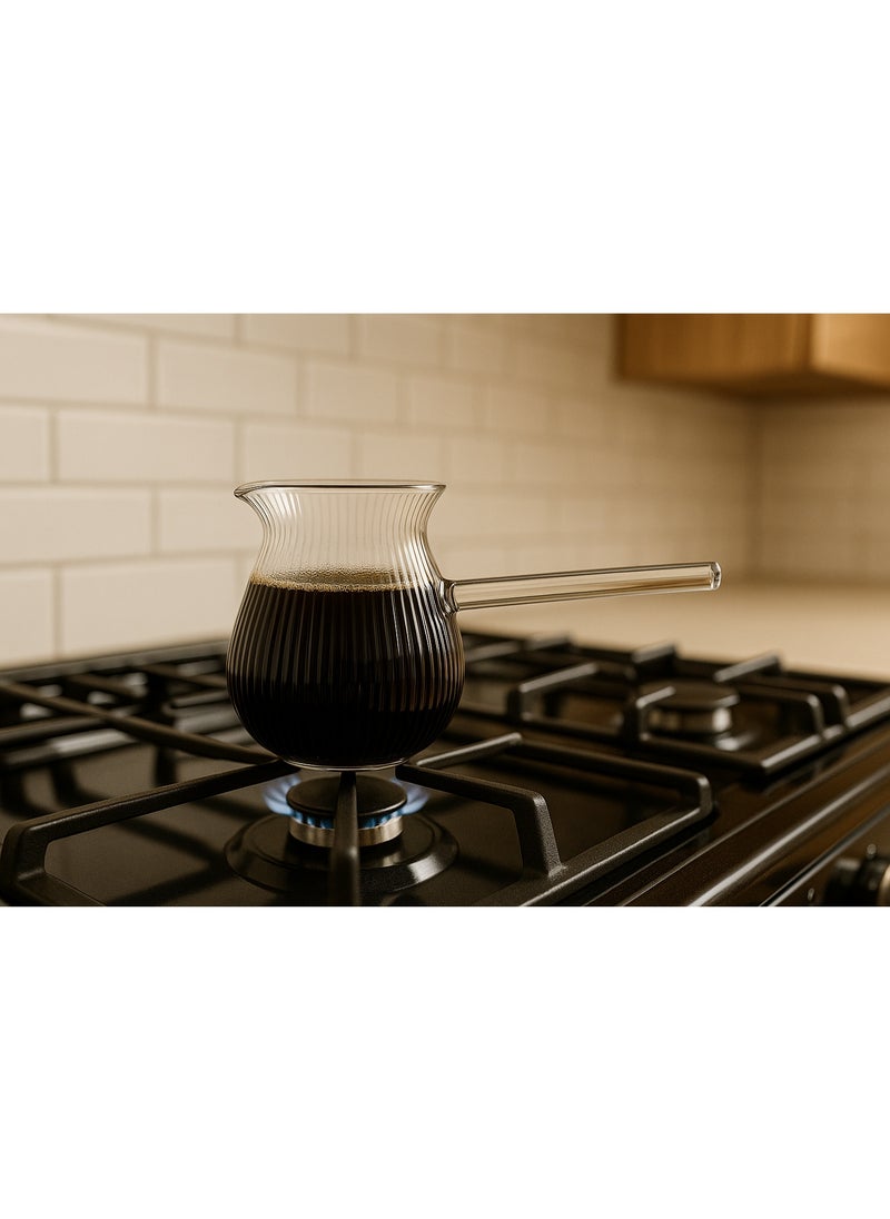 Fissman Glass Turkish Coffee Pot 650mL,  High-Heat Resistant Glass Teapot,  Milk Warmer,  Sauce Maker,  Ibrik Cezve Briki,  Perfect Pouring Spout Stovetop Coffee, Turkish Coffee, Tea/Milk Warmer Pot  - Image 2