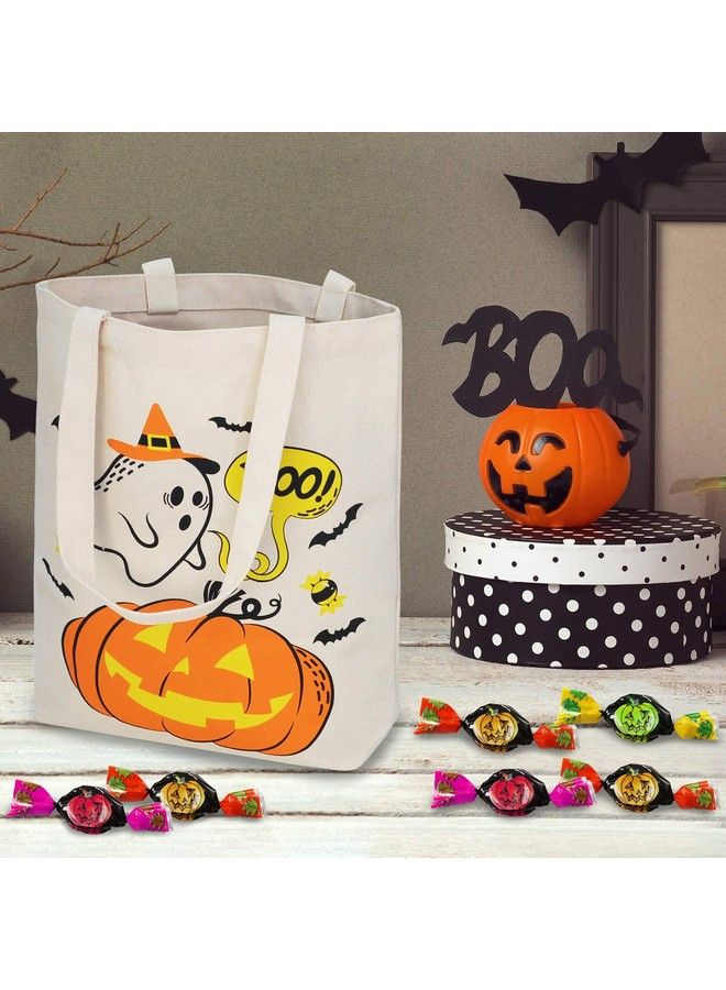 JOYIN 3 Large 13.75” Halloween Tote Reusable Canvas Bag For Trick Or Treat Pumpkin Party Favor Goodie Bags.  - Image 5