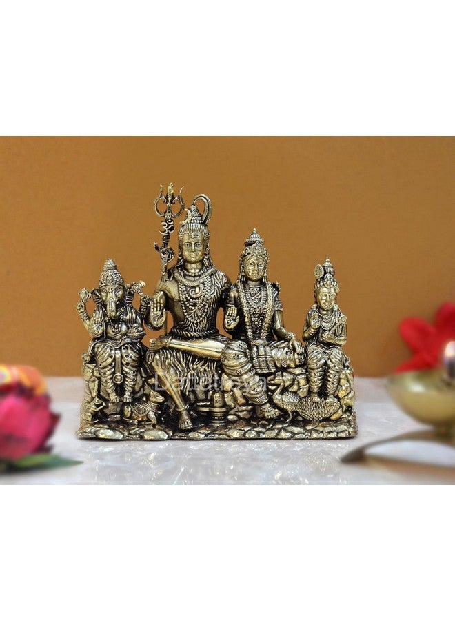 Dattatreya Dattatreya Bronze Shiv Parivar Shiva Family Idol Family for Home Decor Mandir Pooja Showpiece (Height 3.5 Inch)  - Image 1