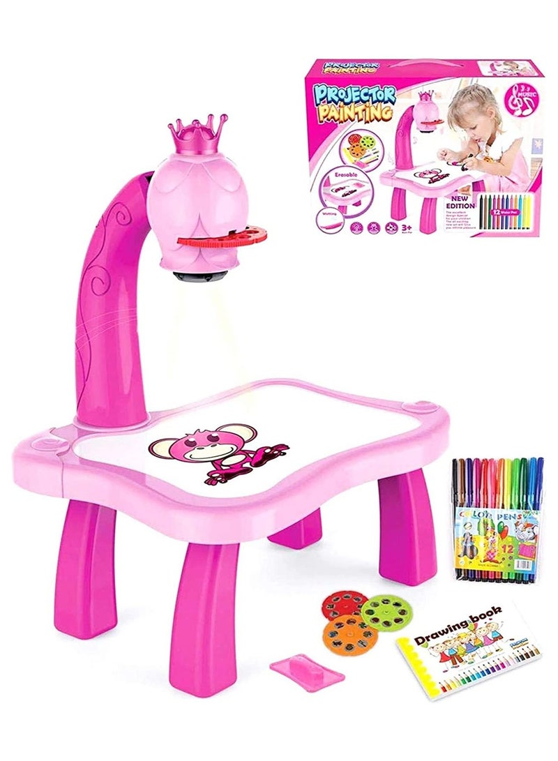 Child Learning Desk with Smart Projector, Kids Educational Painting Table with Light Music Children Projection Drawing Playset Table - Image 1