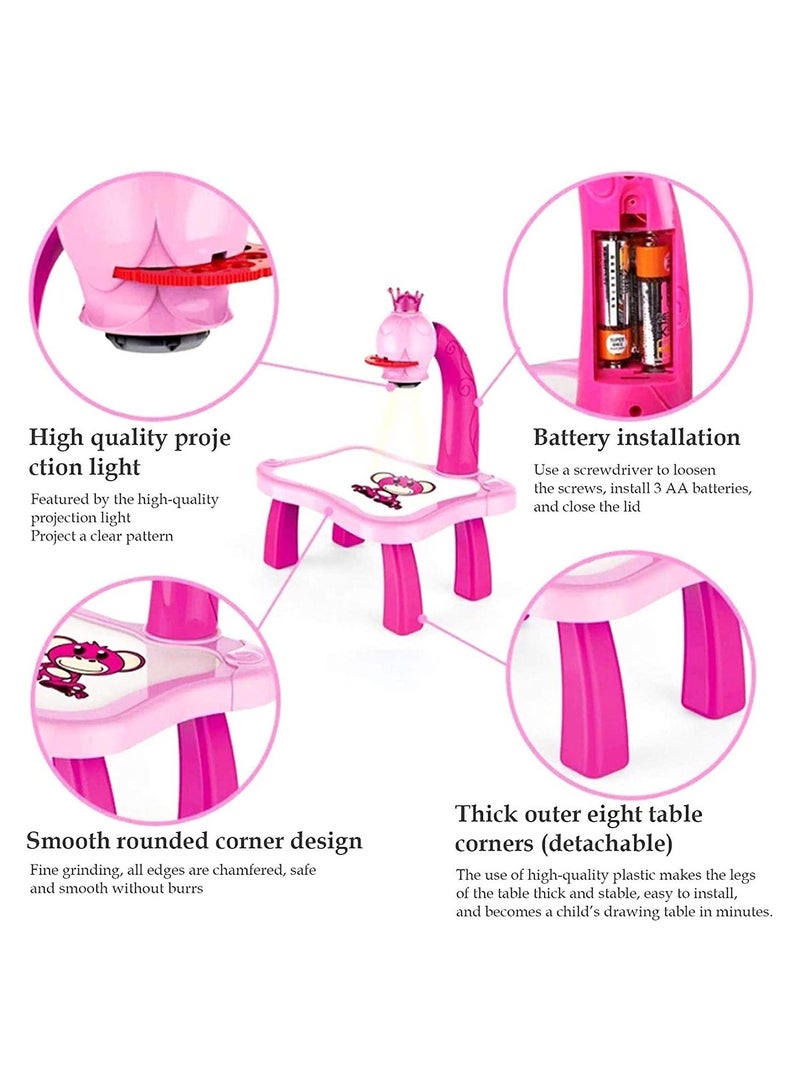 Child Learning Desk with Smart Projector, Kids Educational Painting Table with Light Music Children Projection Drawing Playset Table - Image 2