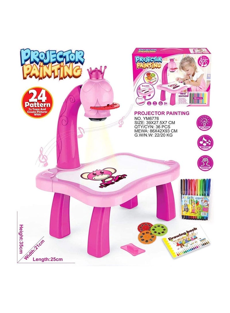 Child Learning Desk with Smart Projector, Kids Educational Painting Table with Light Music Children Projection Drawing Playset Table - Image 3