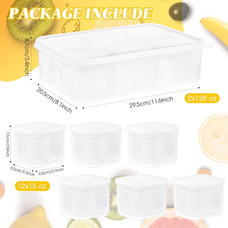 Rtteri 2 Sets Salad Bar Containers for Fridge Food Storage Containers with Airtight Lids Divided Pizza Salad Storage Include 6 Pcs Removable Reusable Box No BPA - Image 2