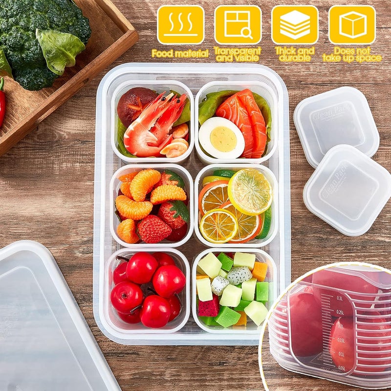 Rtteri 2 Sets Salad Bar Containers for Fridge Food Storage Containers with Airtight Lids Divided Pizza Salad Storage Include 6 Pcs Removable Reusable Box No BPA - Image 5