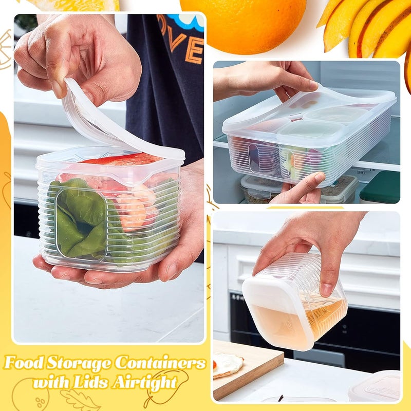 Rtteri 2 Sets Salad Bar Containers for Fridge Food Storage Containers with Airtight Lids Divided Pizza Salad Storage Include 6 Pcs Removable Reusable Box No BPA - Image 4