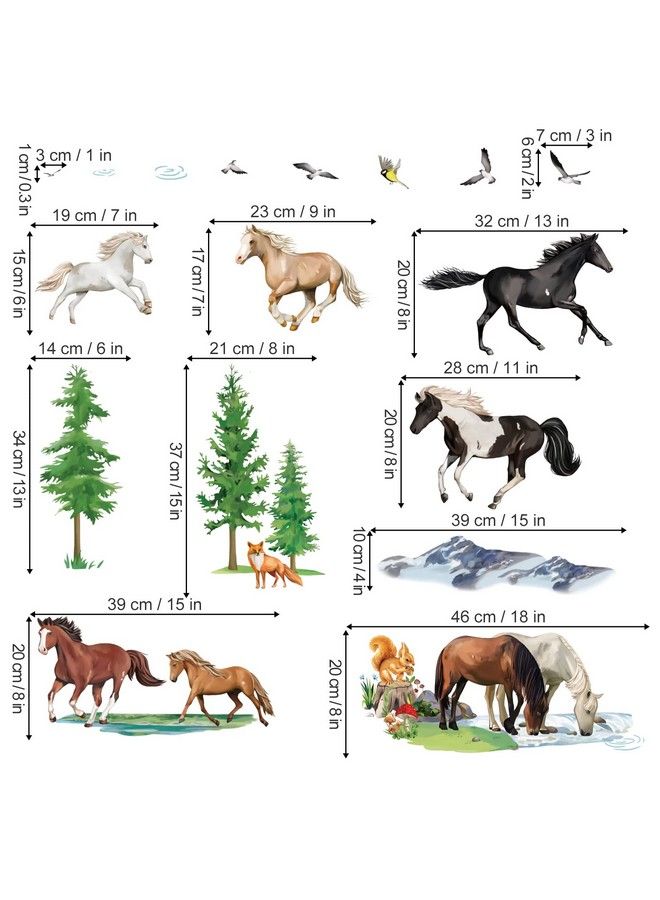 decalmile Farm Animal Wall Stickers Wild Horse In The Forest Wall Decals Kids Bedroom Playroom Tv Background Wall Decor - Image 5