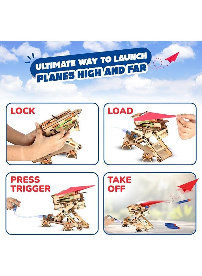 Smartivity 2in1 Hydraulic Aeroplane & Dart Launcher Toy for Kids 6-8-10-12-14 Years Old | Shoots Planes/Darts Far in Air I Birthday Gifts for Boys & Girls | DIY Science Toy for Kids 6-14 - Image 4