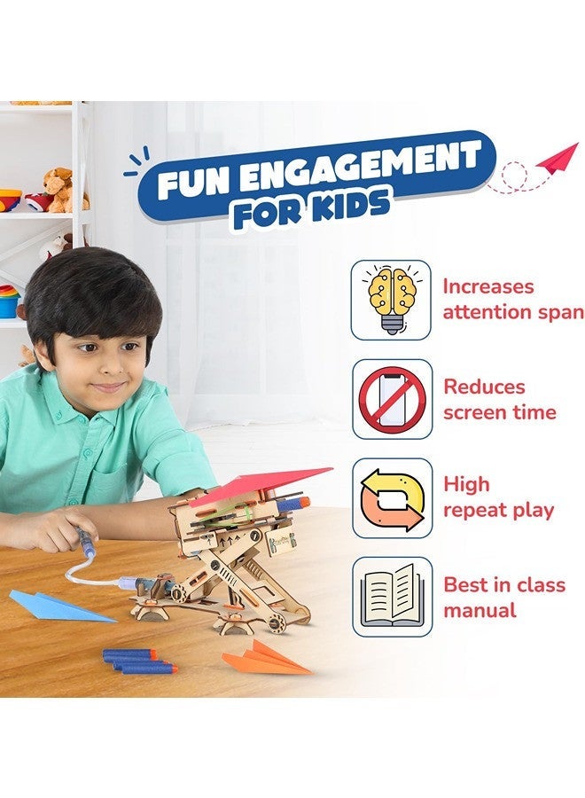 Smartivity 2in1 Hydraulic Aeroplane & Dart Launcher Toy for Kids 6-8-10-12-14 Years Old | Shoots Planes/Darts Far in Air I Birthday Gifts for Boys & Girls | DIY Science Toy for Kids 6-14 - Image 2