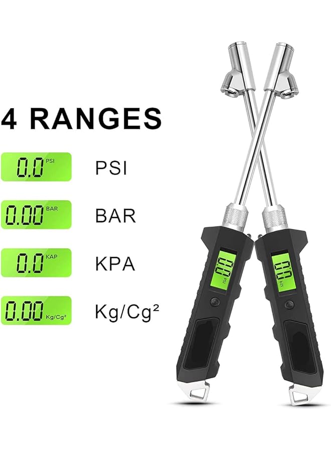 KASTWAVE Digital Tire Pressure Gauge 230 Psi Heavy Duty Dual Head For Truck And Rv With Backlit Lcd And Flashlight With Keyring Tire Air Inflator Gauge With Flexible Hose For Cars Motorbike - Image 3