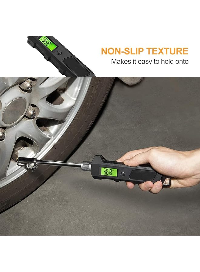 KASTWAVE Digital Tire Pressure Gauge 230 Psi Heavy Duty Dual Head For Truck And Rv With Backlit Lcd And Flashlight With Keyring Tire Air Inflator Gauge With Flexible Hose For Cars Motorbike - Image 5