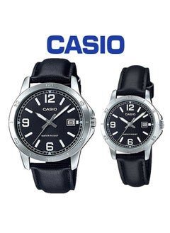 CASIO Casio Analog Black Leather Band Couple Watch Set MTP/LTP-V004L-1B  - Image 1