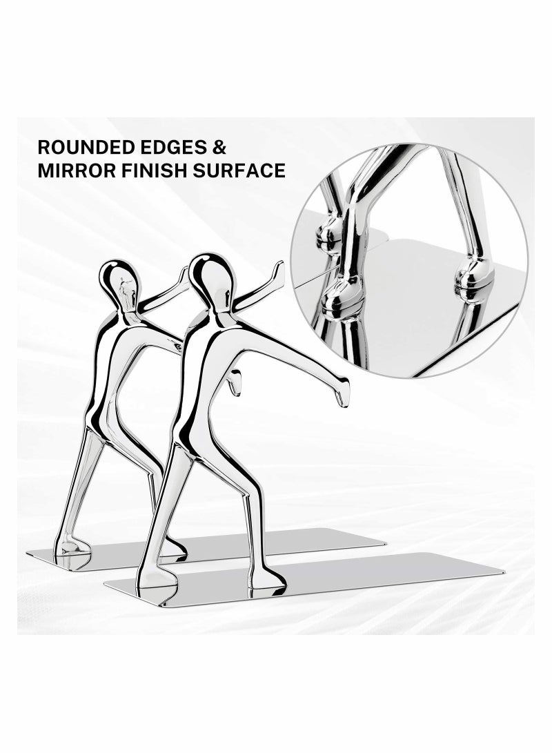 KASTWAVE Decorative Bookends Heavy Duty Zinc Alloy Man Book End, Metal Book Ends for Shelves - Image 4