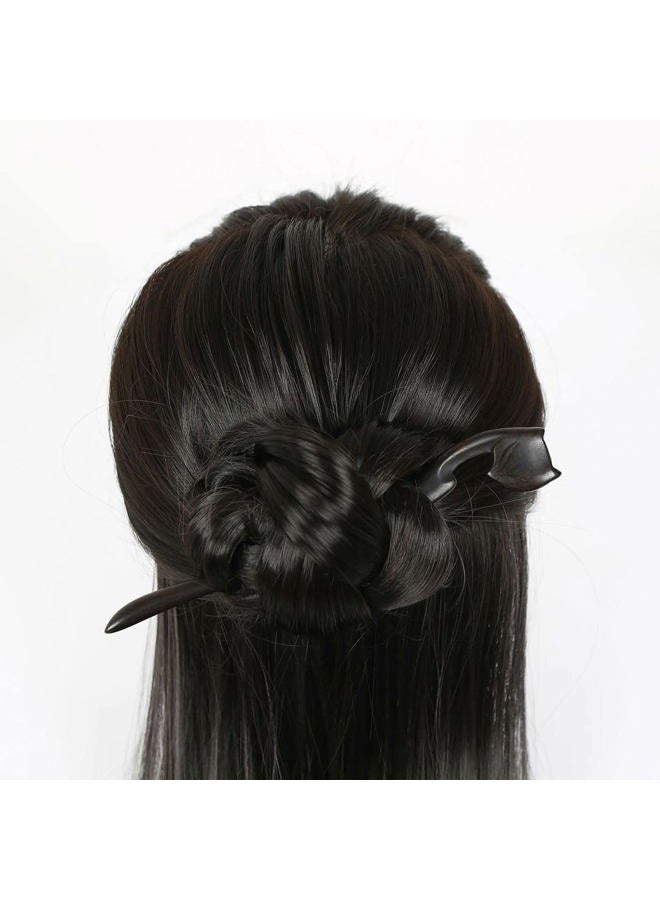 REAL SIC Natural Sandalwood Hair Sticks for Women - Sustainable Retro Boho Fashion Chopsticks/Wood Hair Pins for Long Hair (Fox) - Image 3