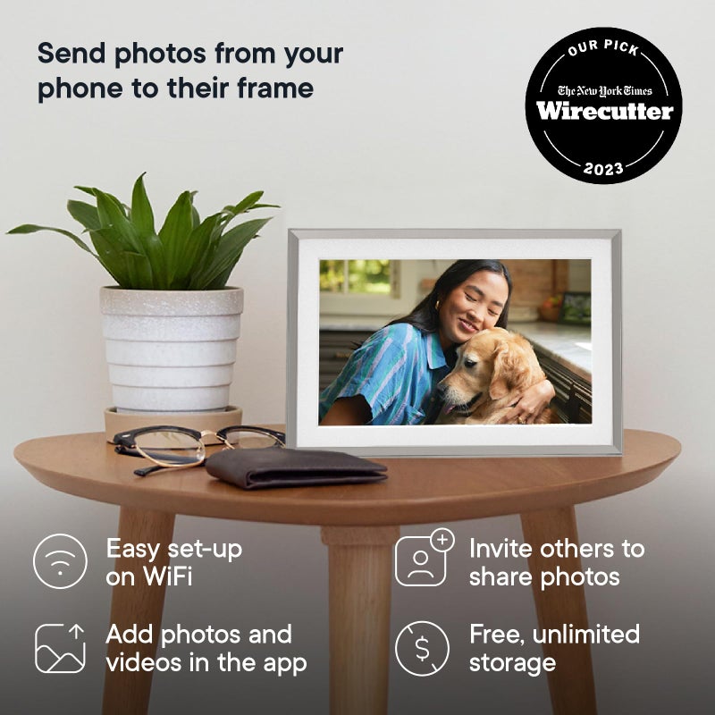 AURA Aura Carver 10.1" WiFi Digital Picture Frame | The Best Digital Frame for Gifting | Send Photos from Your Phone | Quick, Easy Setup in Aura App | Free Unlimited Storage | (Clay with White Mat)  - Image 2