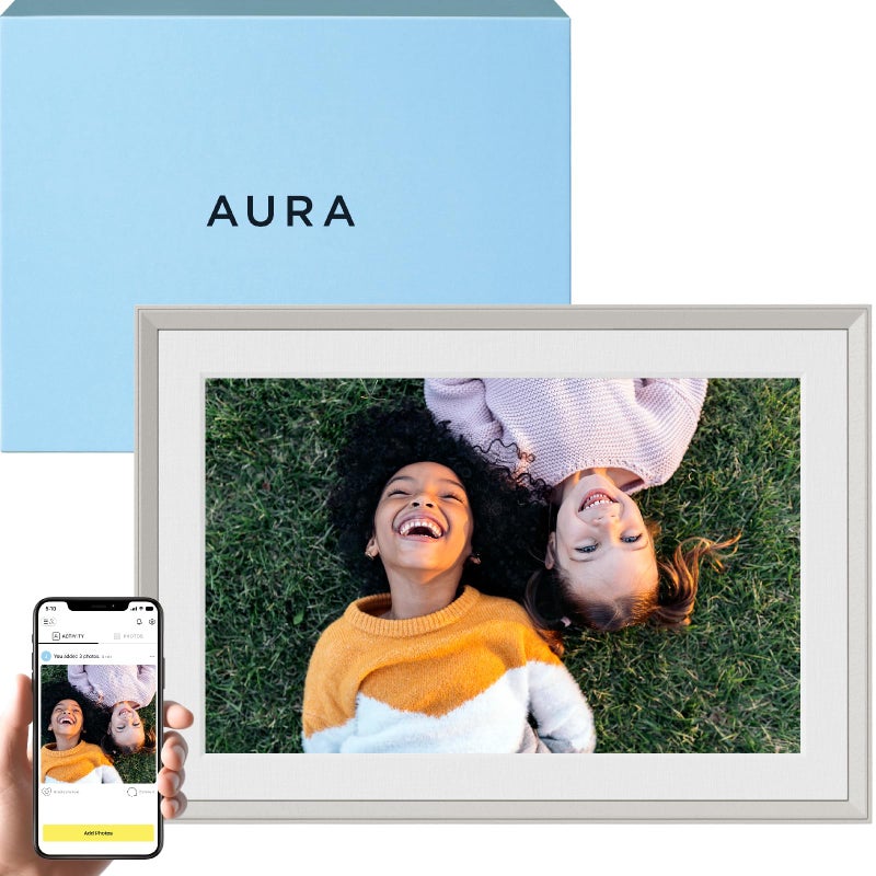 AURA Aura Carver 10.1" WiFi Digital Picture Frame | The Best Digital Frame for Gifting | Send Photos from Your Phone | Quick, Easy Setup in Aura App | Free Unlimited Storage | (Clay with White Mat)  - Image 1