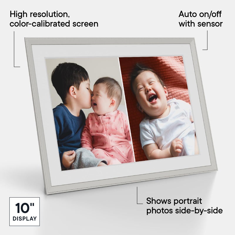 AURA Aura Carver 10.1" WiFi Digital Picture Frame | The Best Digital Frame for Gifting | Send Photos from Your Phone | Quick, Easy Setup in Aura App | Free Unlimited Storage | (Clay with White Mat)  - Image 3