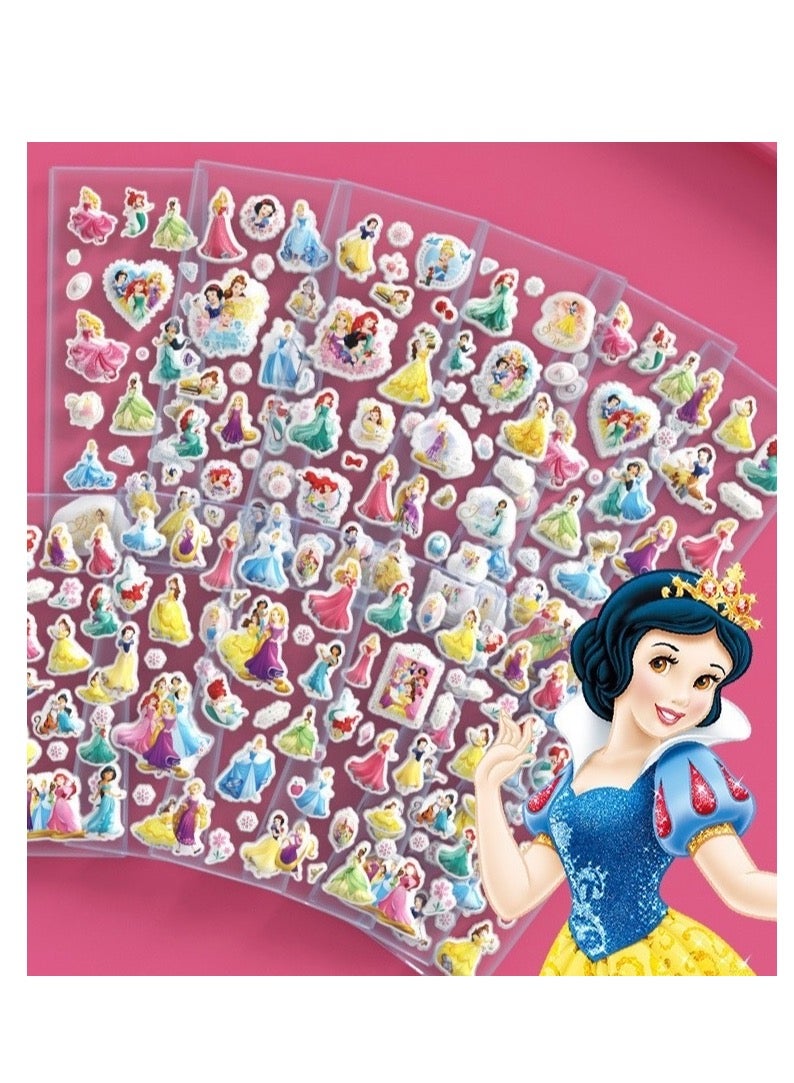 12pcs sheets cartoon 3D stickers for kids vivid puffy kids stickers bubble stickers cut cartoon princess stickers for party favor reward gift scrapbook