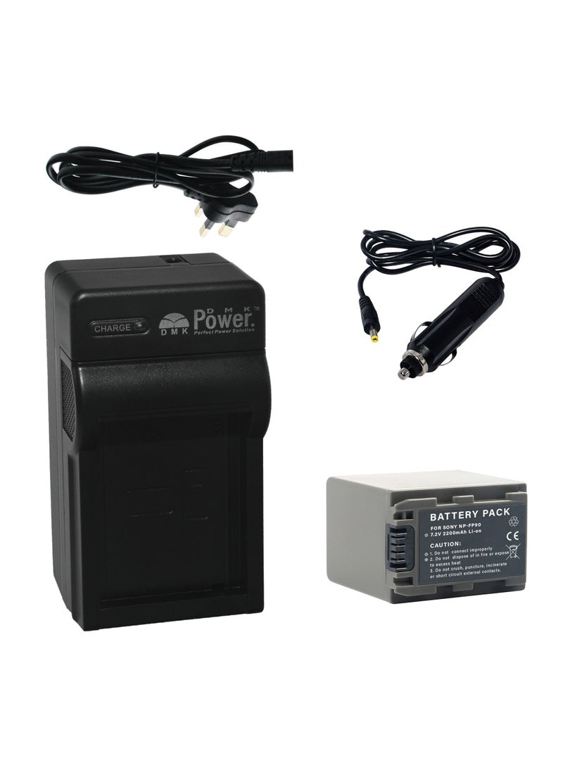 DMK Power NP-FP90 battery compatible with Sony Cameras Features Product Type :Li-ion Volts: 7.2V Capacity: 2200mAh Dimension: 45.60 x 31.70 x 45.50mm Weight:100g For compatible model more information - Image 1