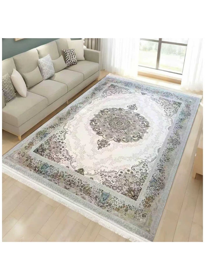 SMART HOME Large padded floor mat with a soft velvet surface and non-slip backing - Living room rug - Majlis rug - Lounge rug - Luxurious decorative rug - Elegant rug with modern patterns for living rooms and majlis - Size 300x200 cm - Suitable for everyday use and entertaining - Image 1