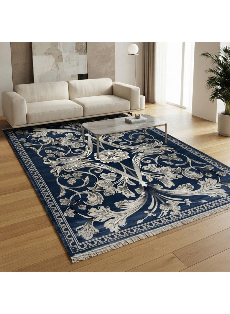 SMART HOME Large padded floor mat with a soft velvet surface and non-slip backing - Living room rug - Majlis rug - Lounge rug - Luxurious decorative rug - Elegant rug with modern patterns for living rooms and majlis - Size 300x200 cm - Suitable for everyday use and entertaining - Image 1